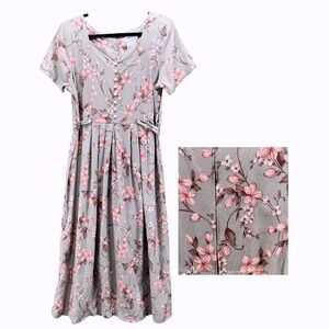 Erika Vintage Floral Maxi Dress Green Large